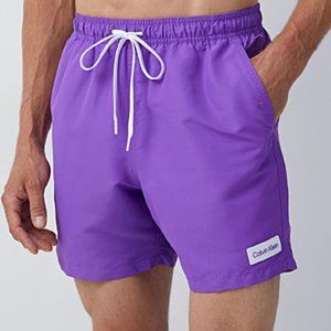 Calvin Klein CK Logo Badge Solid Swim Trunk Purple